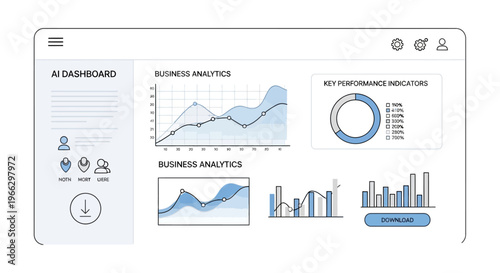 Business analytics graphs and charts.