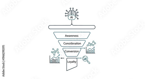 Business infographic with funnel chart.