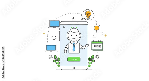 Businessman on a smartphone screen.