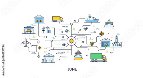 Graphic illustration of various transportation modes.