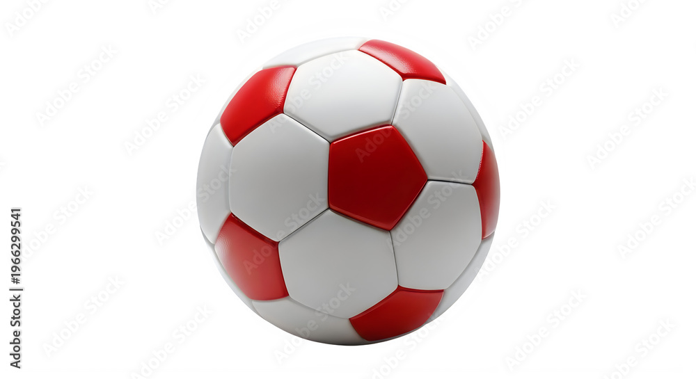 Fototapeta premium High Quality Professional Red and White Soccer Ball isolated on transparent background