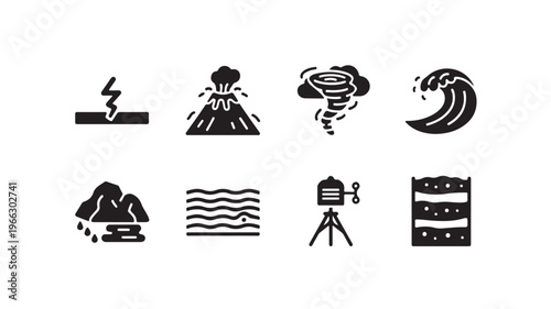 Natural Disasters and Climate Phenomena Icons Set