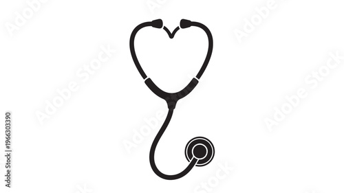 Stethoscope Medical Minimalist Black and Isolated on for Healthcare Transparent Background