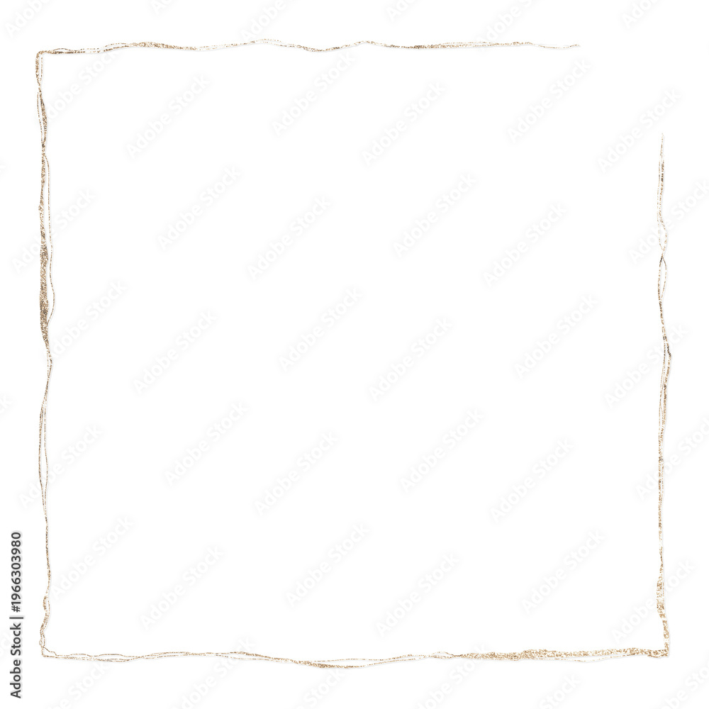 Fototapeta premium Square frame png glittery gold, transparent background
