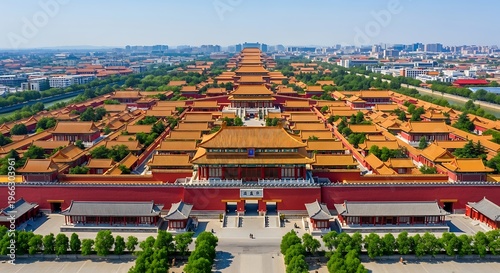 Aerial View of the Forbidden City in Beijing, China.