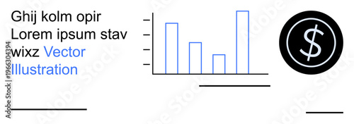 Financial analysis, economic growth, investment planning, business statistics, profitability, budgeting. Bar graph with dollar sign icon. Economic growth and financial analysis concept
