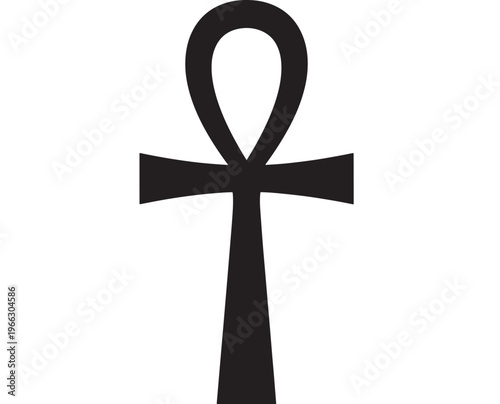 Ankh symbol in minimalist black silhouette on for ancient history Transparent Background