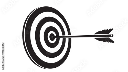 Bullseye target with arrow in minimalist black and illustration for business success Transparent Background