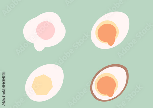 4種類のゆで卵のイラスト