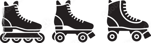 Set of inline skates and retro roller skates flat vector illustrations for active sport design
