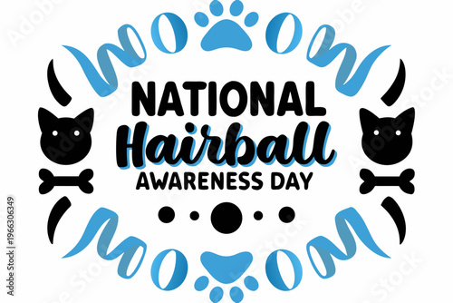 NATIONAL HAIRBALL AWARENESS DAY vector illustration isolated on white background