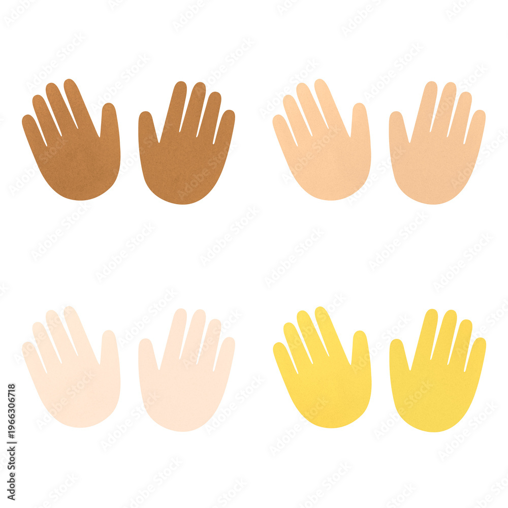 Fototapeta premium Human hands paper craft set transparent png
