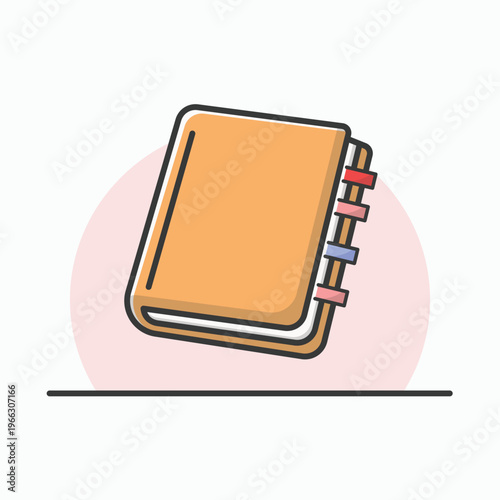 orange colored book with sticky note cartoon vector illustration isolated on white background 