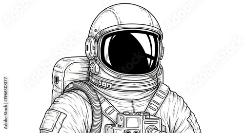 Astronaut in detailed illustration style isolated against white background