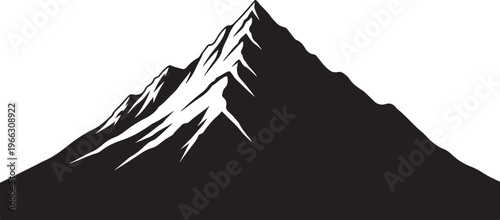 Black and white mountain peak silhouette illustration