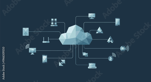 Cloud Computing Network Data Technology Global Connectivity System with vector illustration