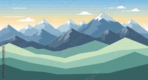 Mountain Range Landscape Illustration.
