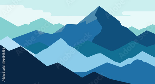 Mountain Range Landscape Illustration.