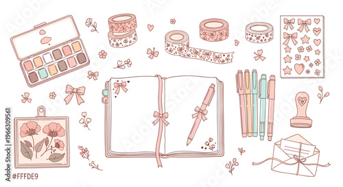 Charming Stationery Kit with Notebook Pens Washi Tapes and Craft Supplies Art
