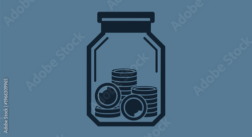 Money Saving Jar Icon: Financial Investment Concept with vector illustration