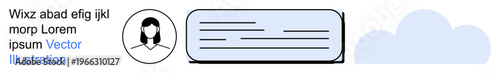 User interface design, web development, information display, profile management, UI conceptualization, graphic elements. Circular profile icon, text lines and cloud graphic. User interface and web