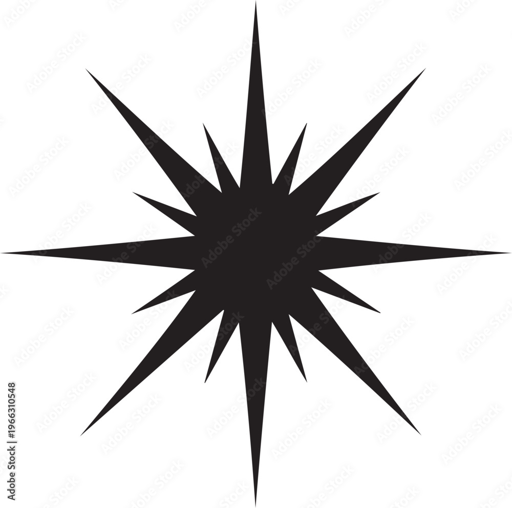 Fototapeta premium Black starburst shape on white background graphic design element