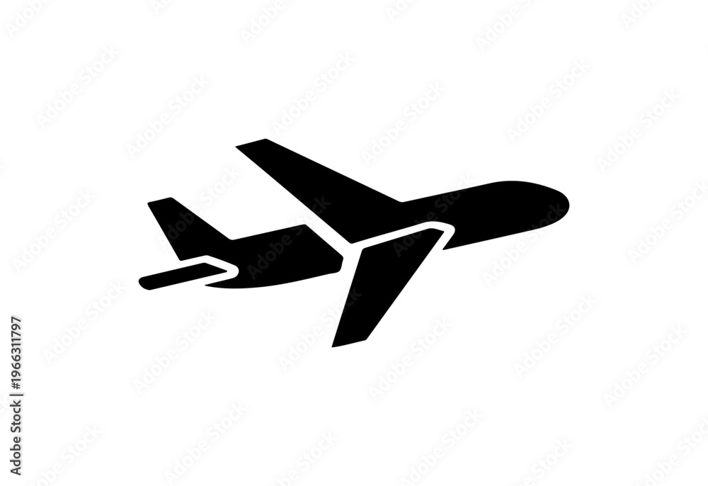 Fototapeta premium Minimalist Black Airplane Vector Icon