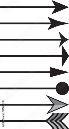 Collection of various arrows pointing in different directions on lines  graphic design elements