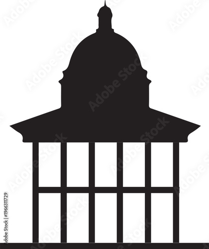 Simple silhouette of a gazebo with a dome roof and columns