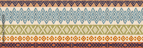 Seamless border, ethnic geometric ornament, tribal pattern African or Indian vector design
