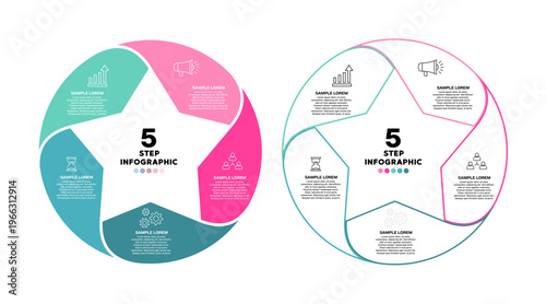 Infographic vector star shape 5 option step set. Infographic diagram for business presentation. Vector editable.