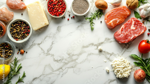 Top view Balanced diet food background