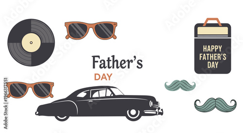 Retro Inspired Father's Day Collection: Mustaches Vintage Car and Accessories