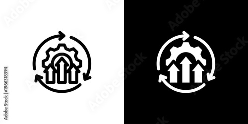 Continuous Improvement icon concept with flat Black White Background. Vector illustration.
