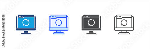 Update icon multiple style collection. Vector illustration.