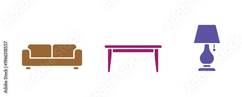 Modern furniture icon pack from the Stampico design series.