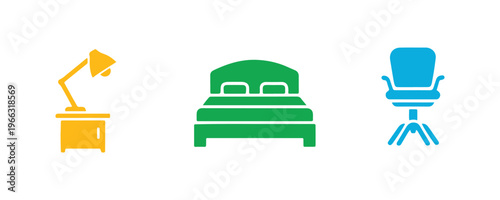 Set of stylish furniture icons from the Stampico collection.