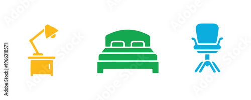 A group of furniture icons from the creative Stampico pack.