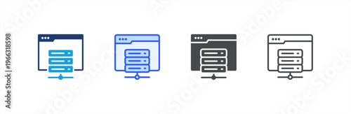 Web Hosting icon multiple style collection. Vector illustration.