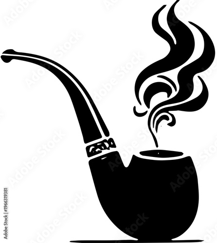 illustration of smoking pipe with smoke