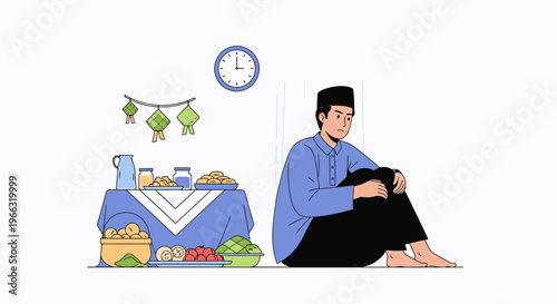 Man Sitting with Cat on Lap Cozy Scene.