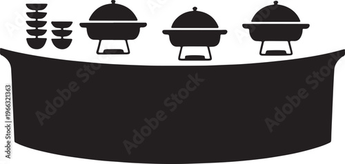 Buffet serving table chafing dishes and bowls catering food service buffet line event catering