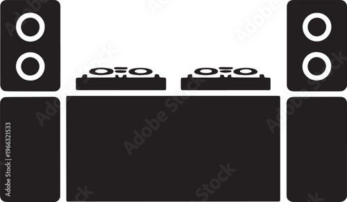 Dj equipment speakers and turntables music setup sound system entertainment audio gear party dance