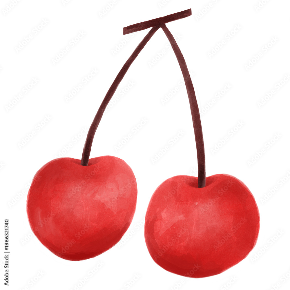 Obraz premium Cute cherry png sticker, watercolor design in transparent background