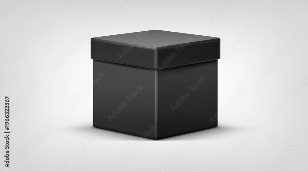 Fototapeta premium An isolated, shaded, black gift box with the lid on