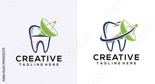 Dental with satelite Logo Design Template