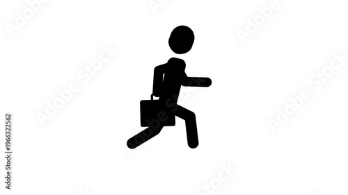 Animated Business Movement Pictogram Stick Figure Walking Running