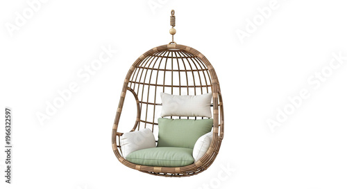 Wicker Hanging Egg Chair with Cushions