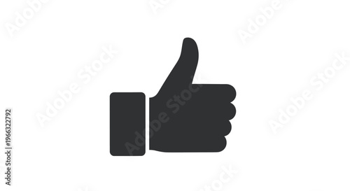 Simple black vector graphic illustration of a universally recognized thumbs up hand gesture symbolizing approval or agreement