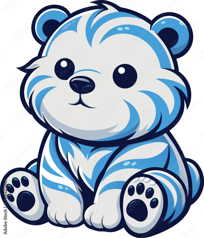 Fototapeta premium cute blue cartoon bear sitting vector illustration